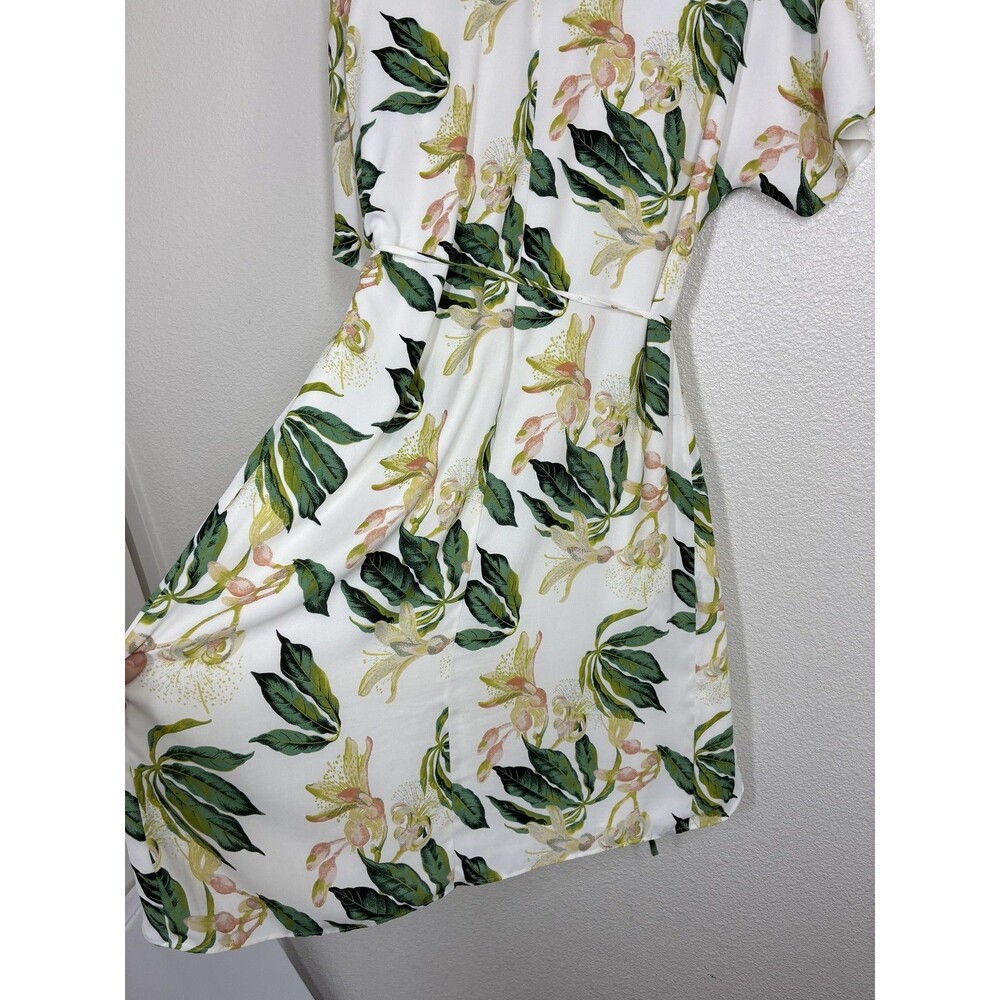 Aritzia Babaton Wallace Wrap Dress Womens Large Cream Floral Sundress - Picture 8 of 16